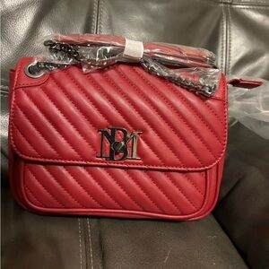 Badgley Mischka Elegant Red Quilted Crossbody Bag
